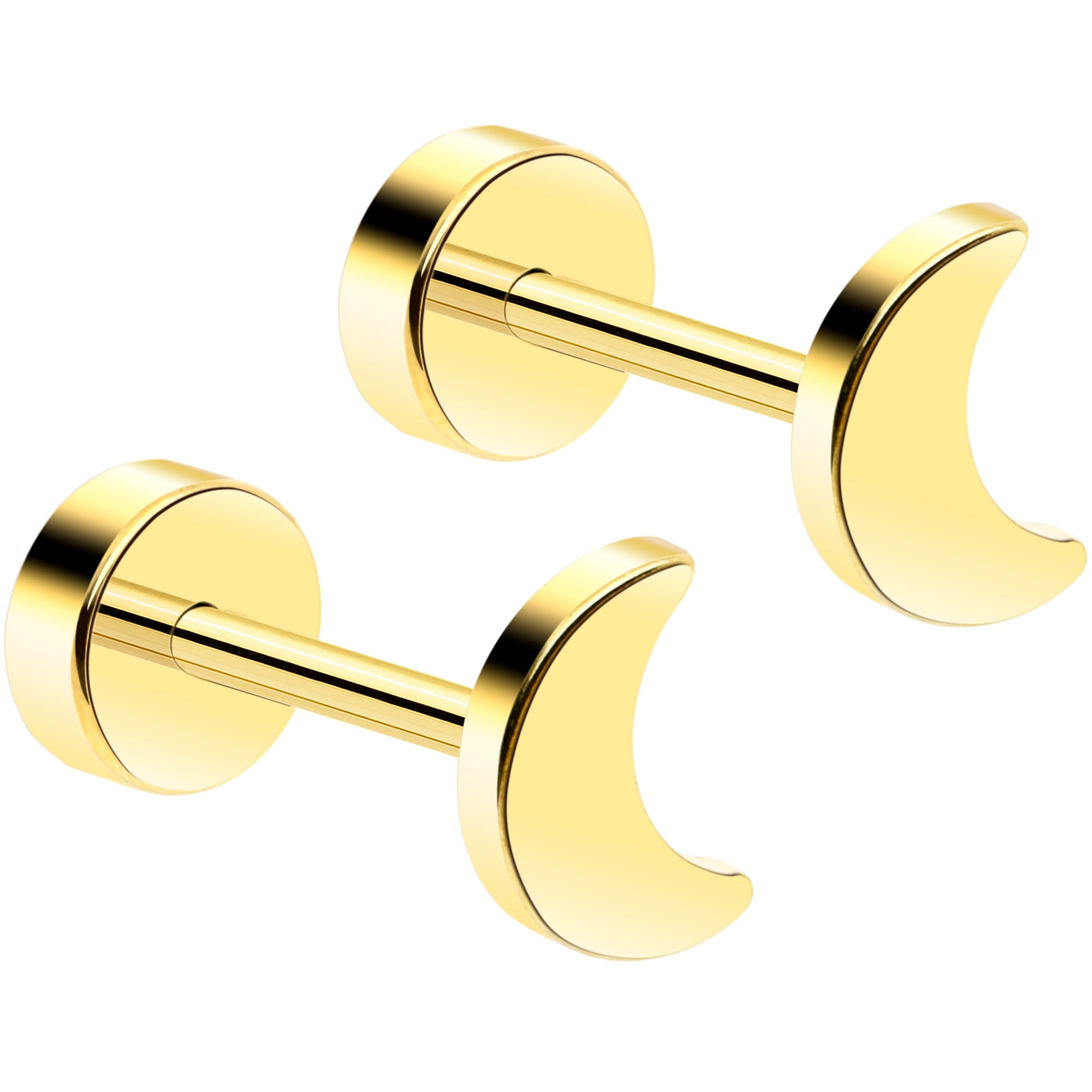 14K Gold Crescent Earrings