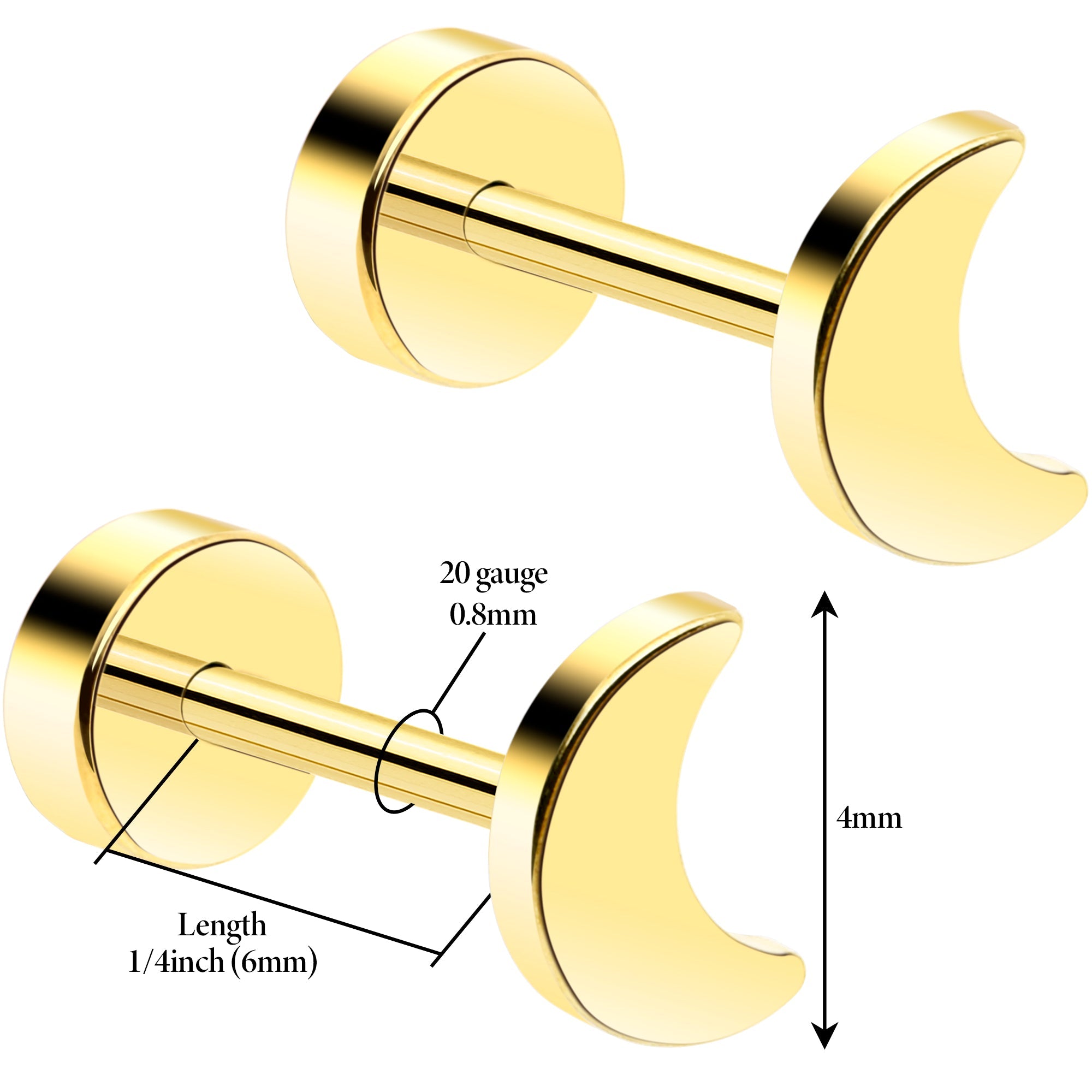 14K Gold Crescent Earrings