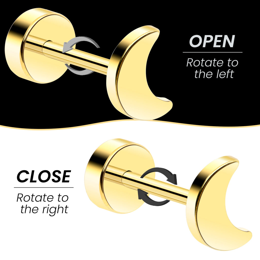 14K Gold Crescent Earrings