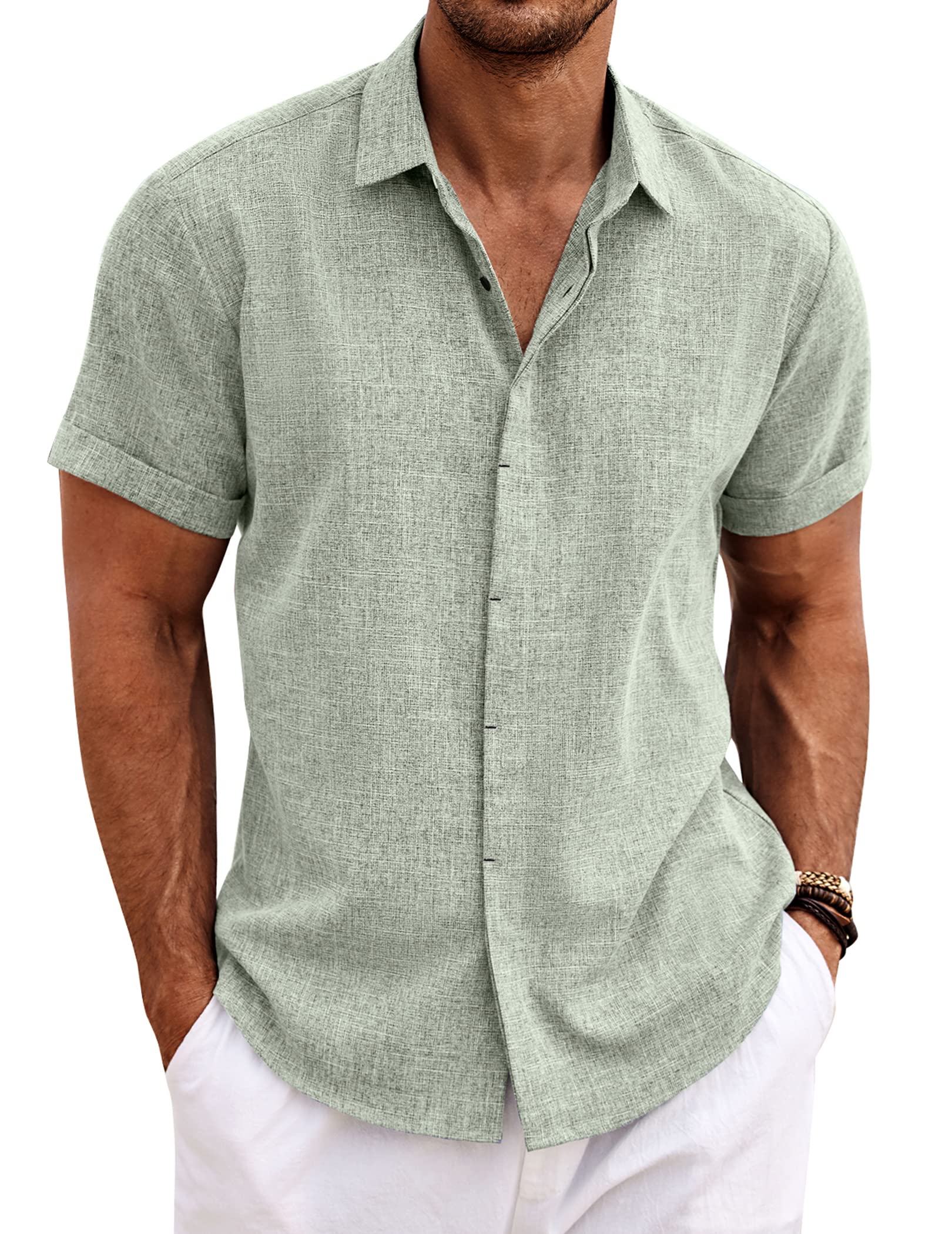 Mens Short Sleeve Linen Shirt