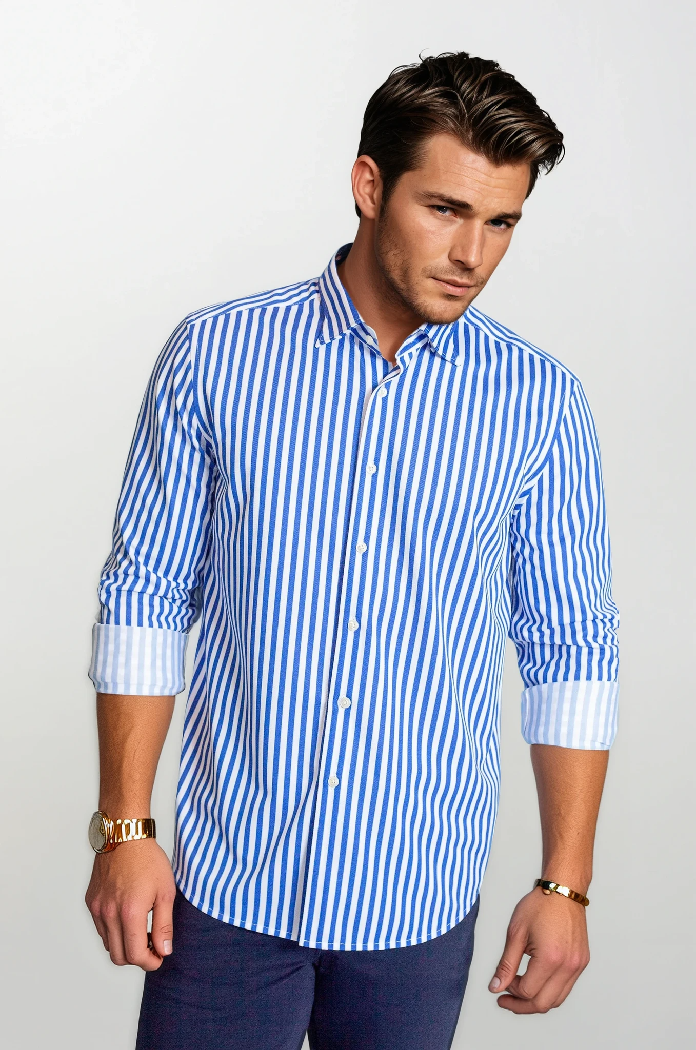Mens Pinstriped Oxford Shirt
