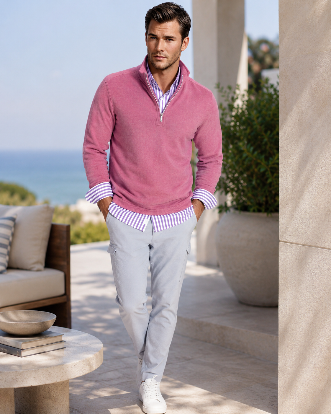 Mens Quarterzip - Wine