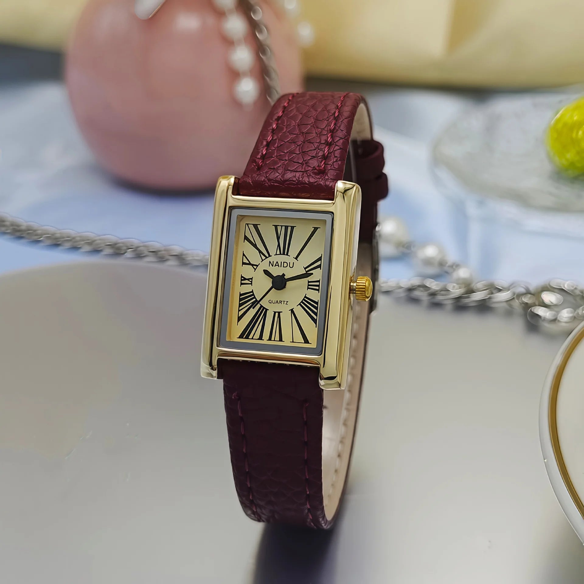 Womens Leather Banded Quartz Watch