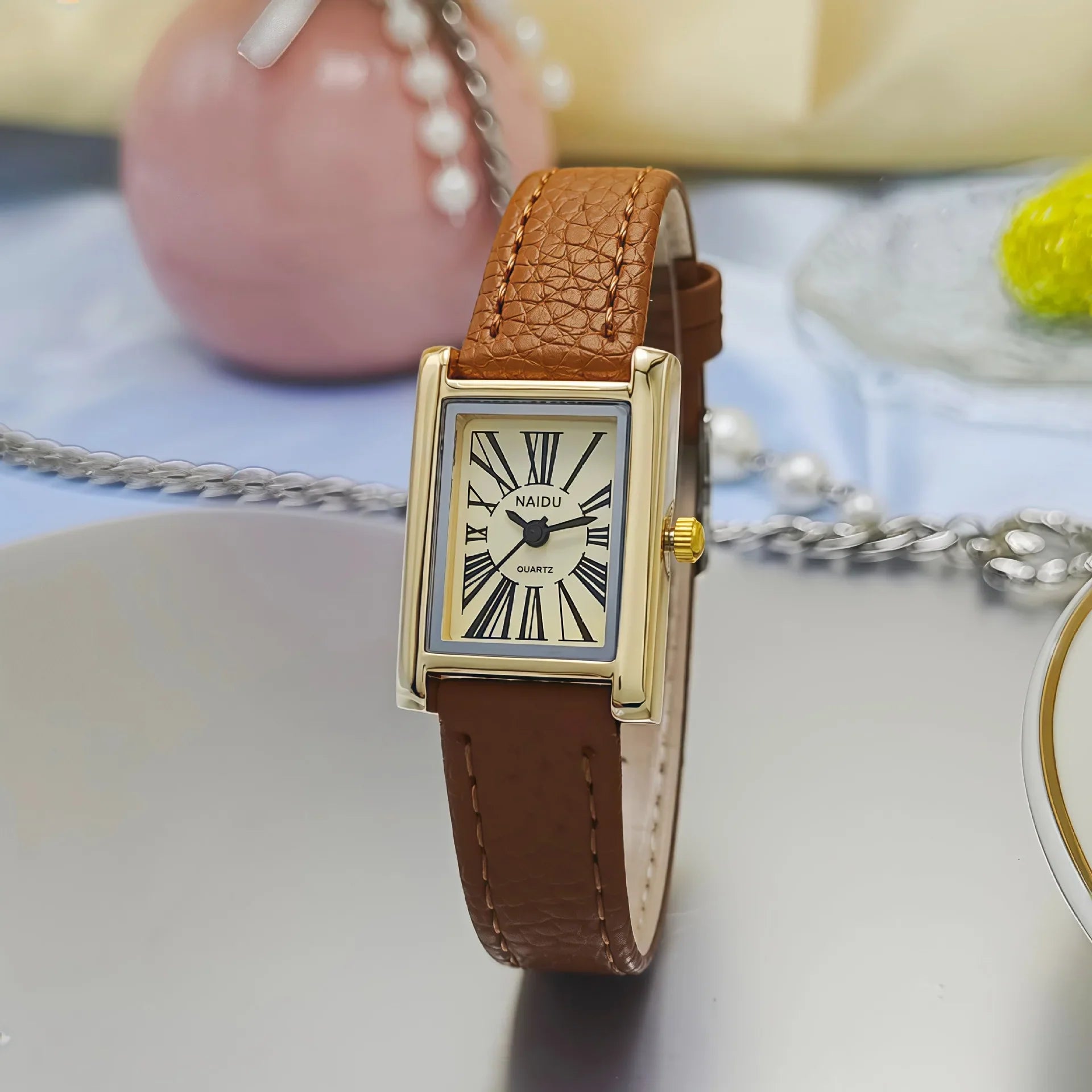 Womens Leather Banded Quartz Watch