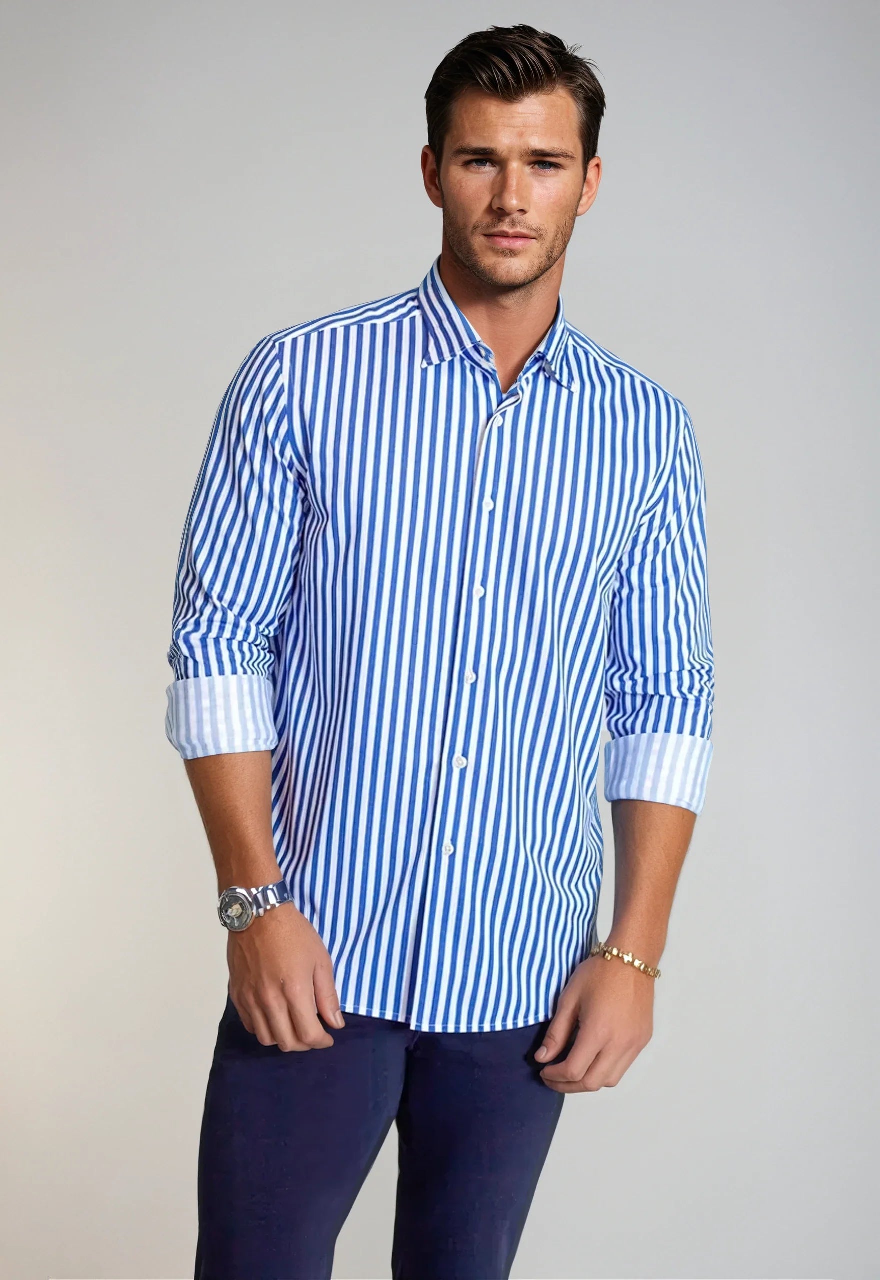 Mens Pinstriped Oxford Shirt