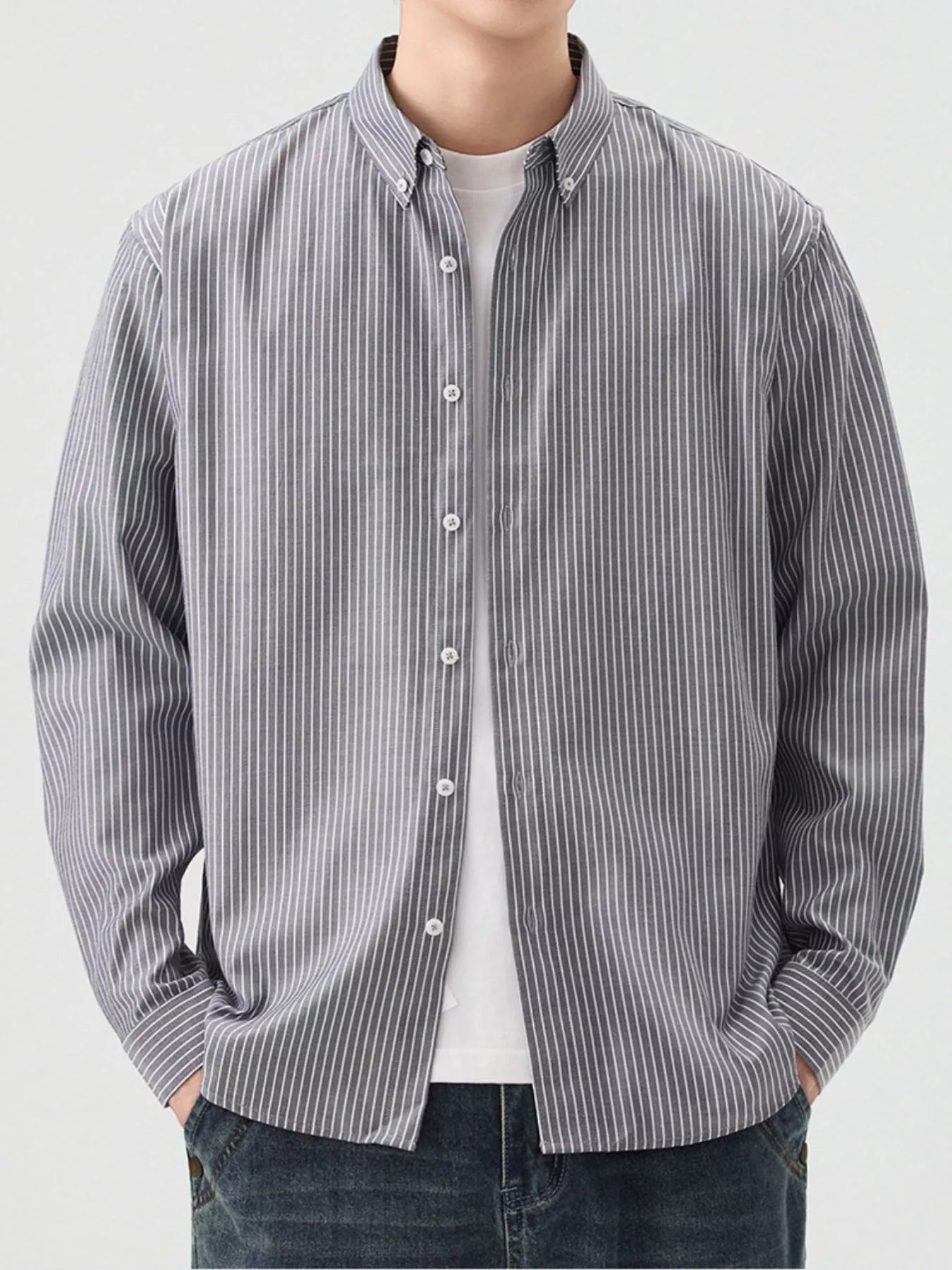 Mens Striped Oxford Shirt