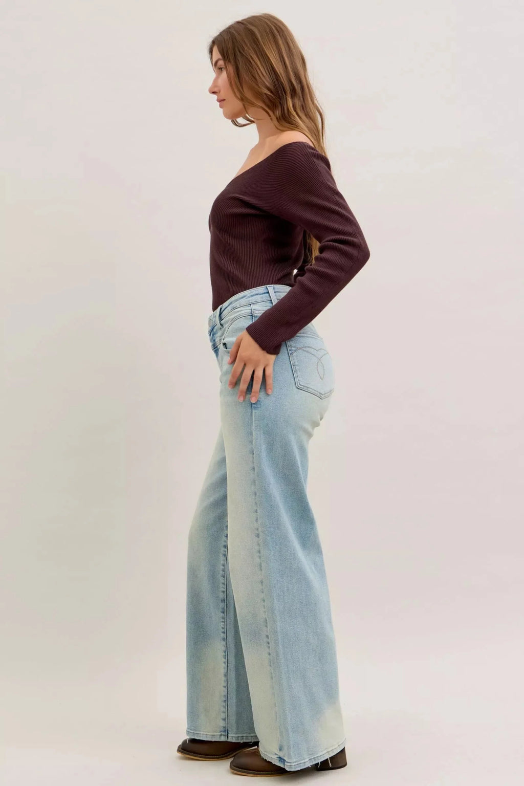 Womens High Waist Collar Jean