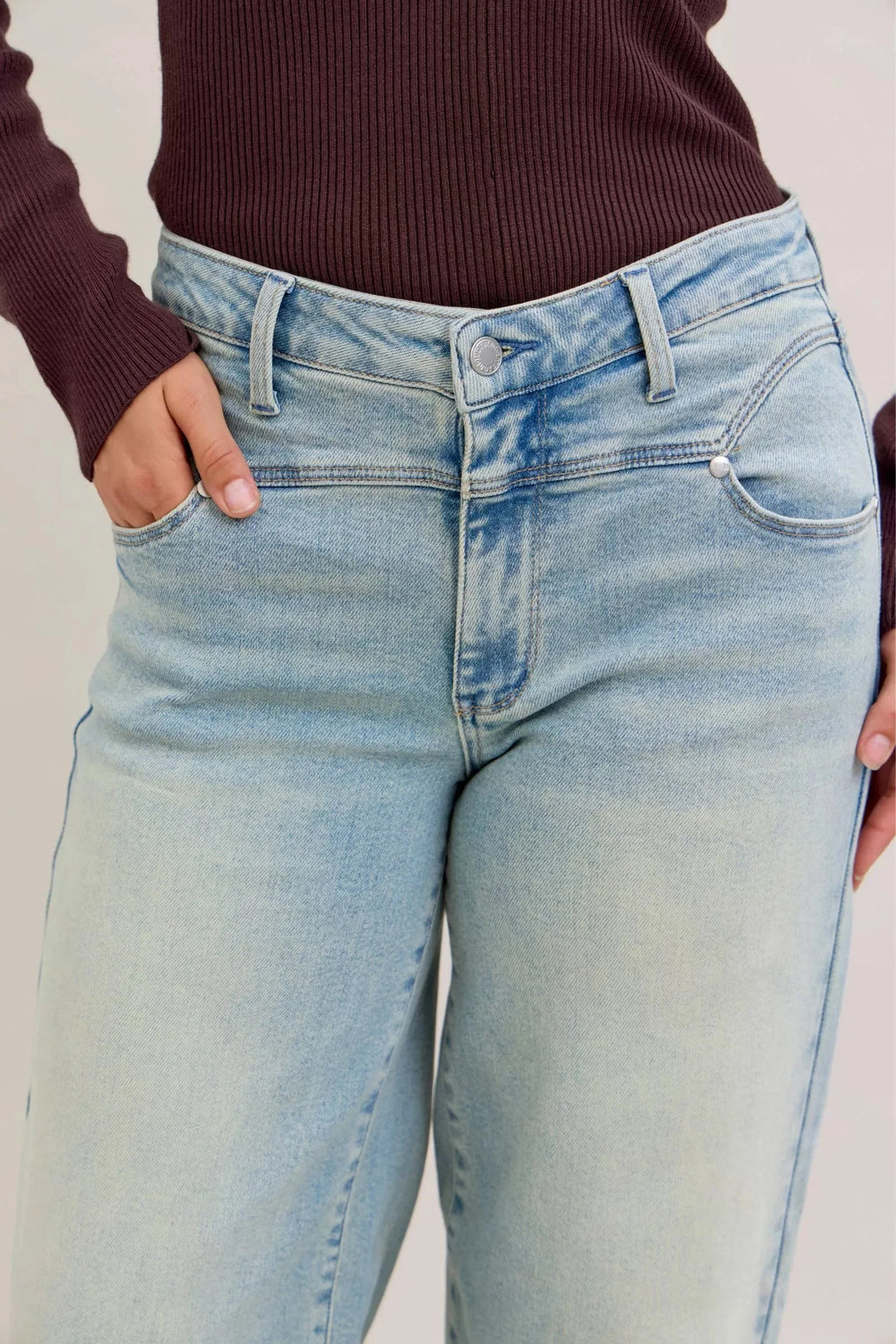 Womens High Waist Collar Jean