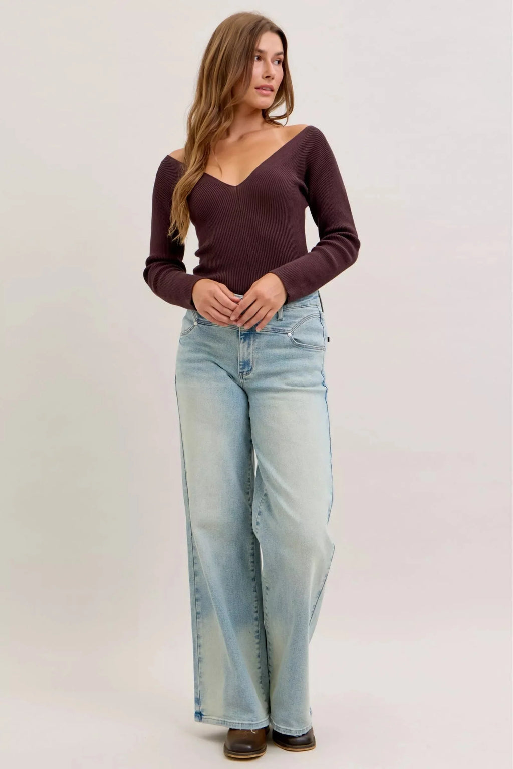 Womens High Waist Collar Jean