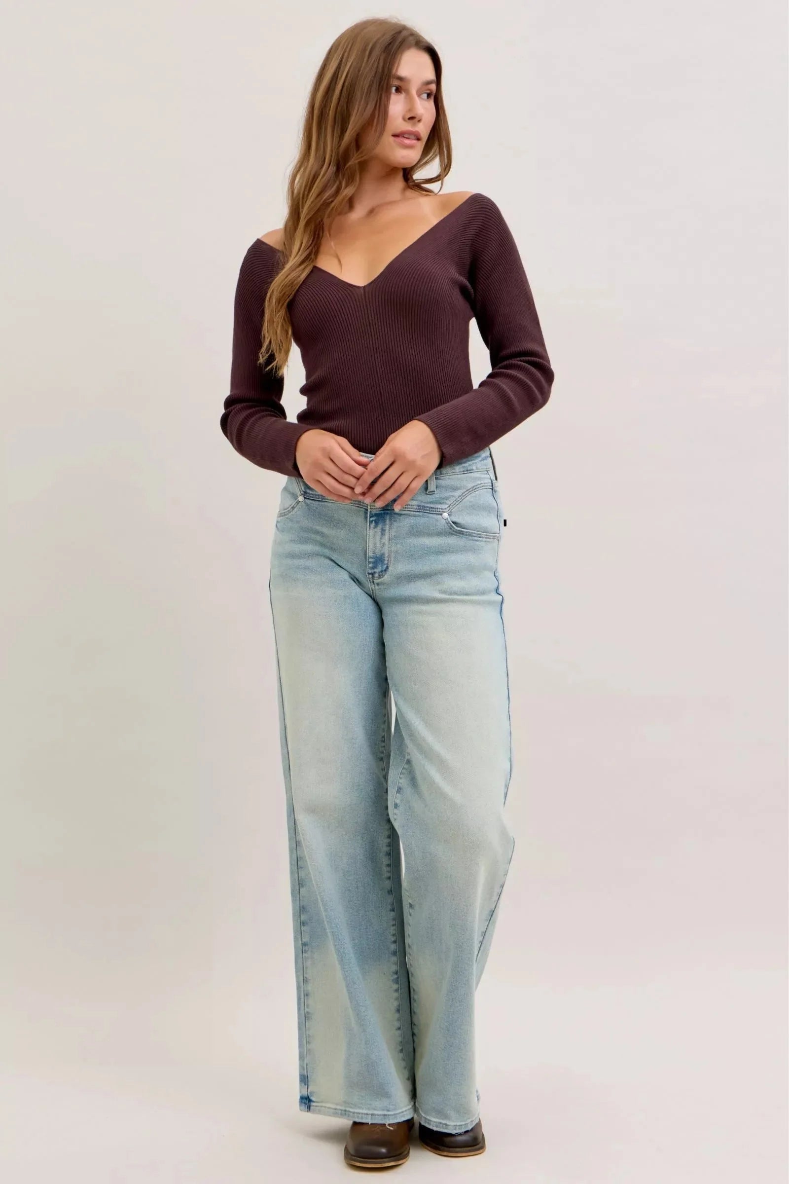 Womens High Waist Collar Jean