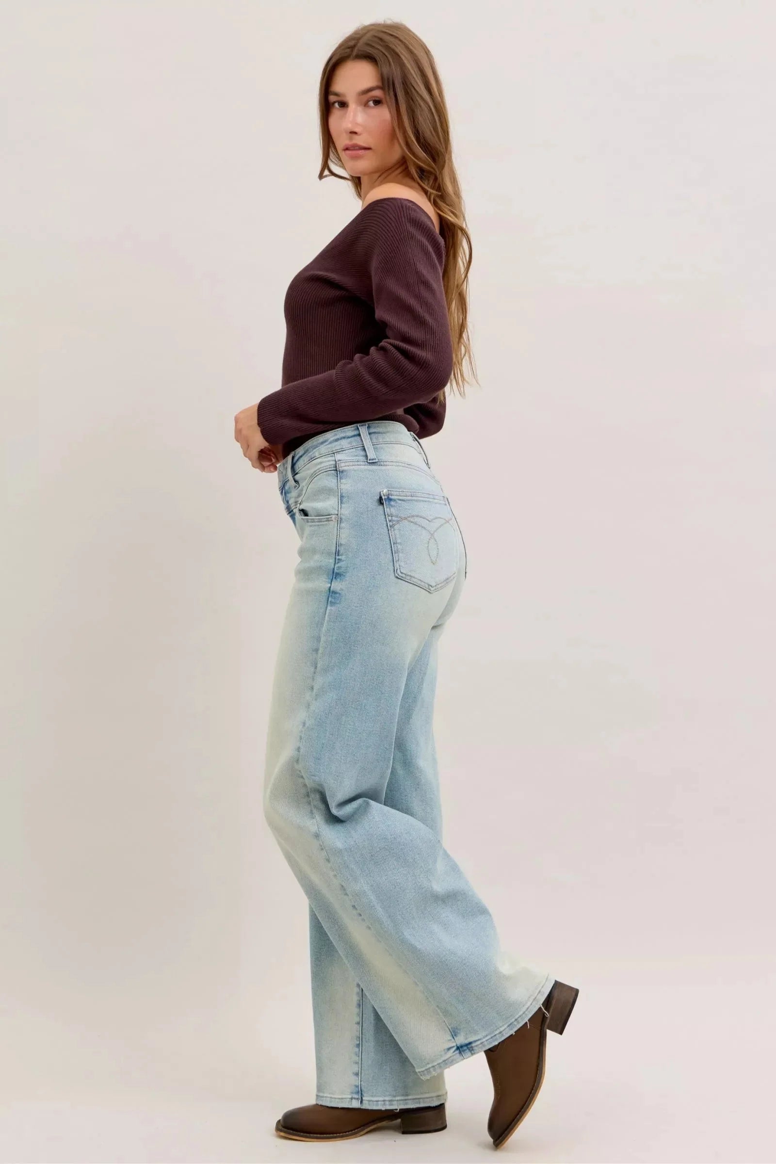 Womens High Waist Collar Jean