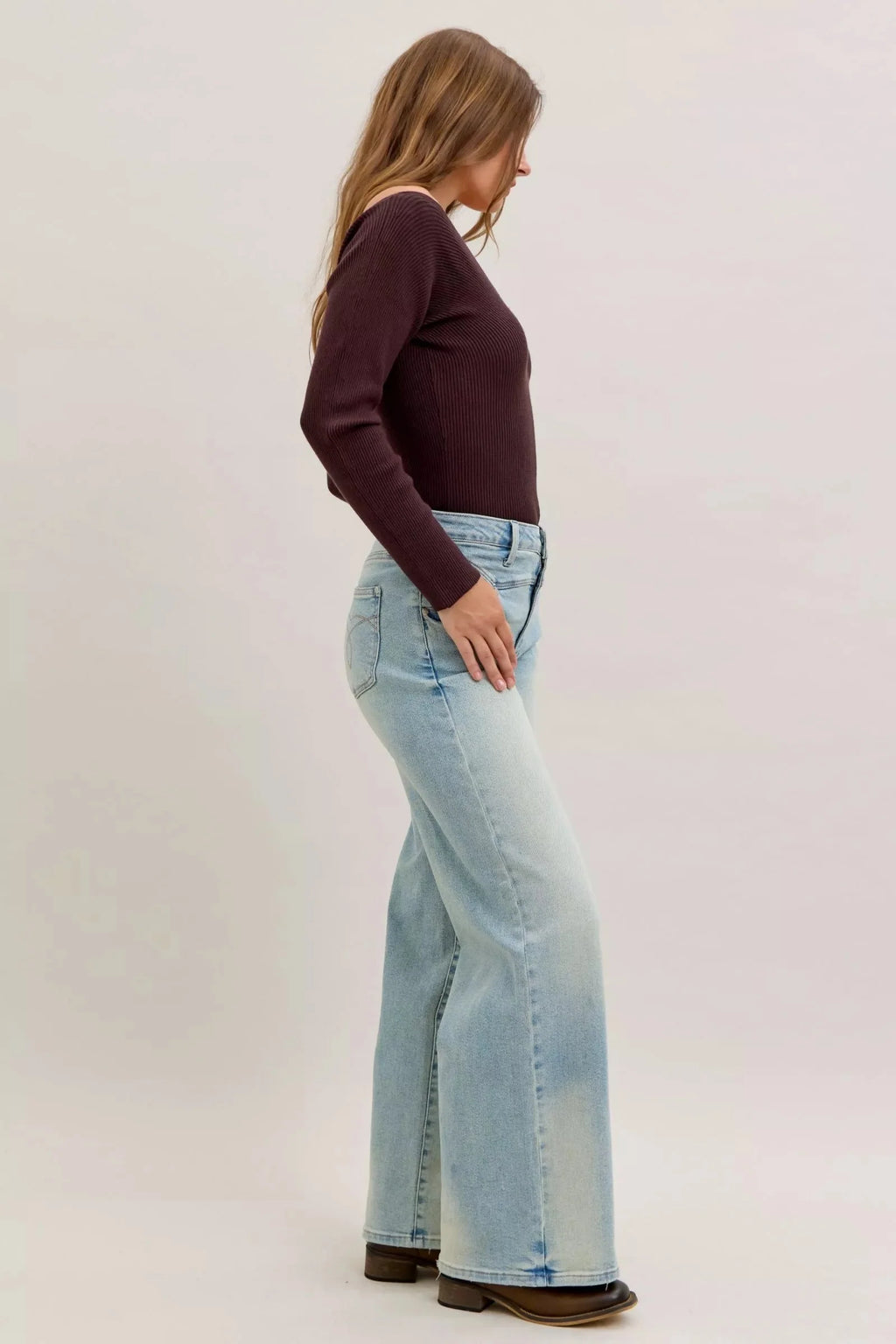 Womens High Waist Collar Jean