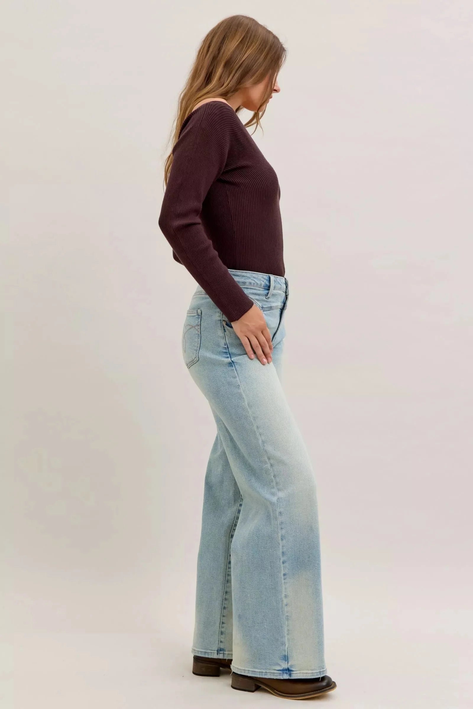 Womens High Waist Collar Jean