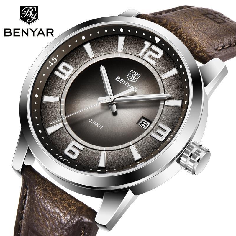 Mens Waterproof Leather Watch