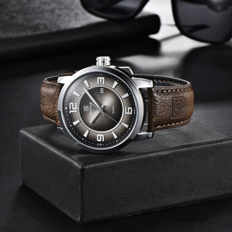 Mens Waterproof Leather Watch