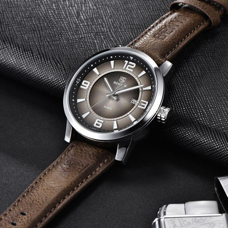 Mens Waterproof Leather Watch