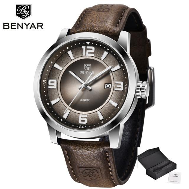 Mens Waterproof Leather Watch