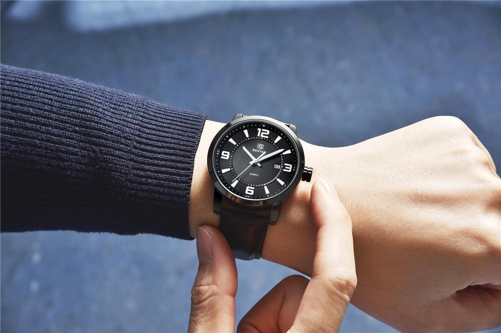 Mens Waterproof Leather Watch