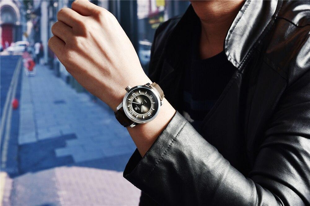 Mens Waterproof Leather Watch
