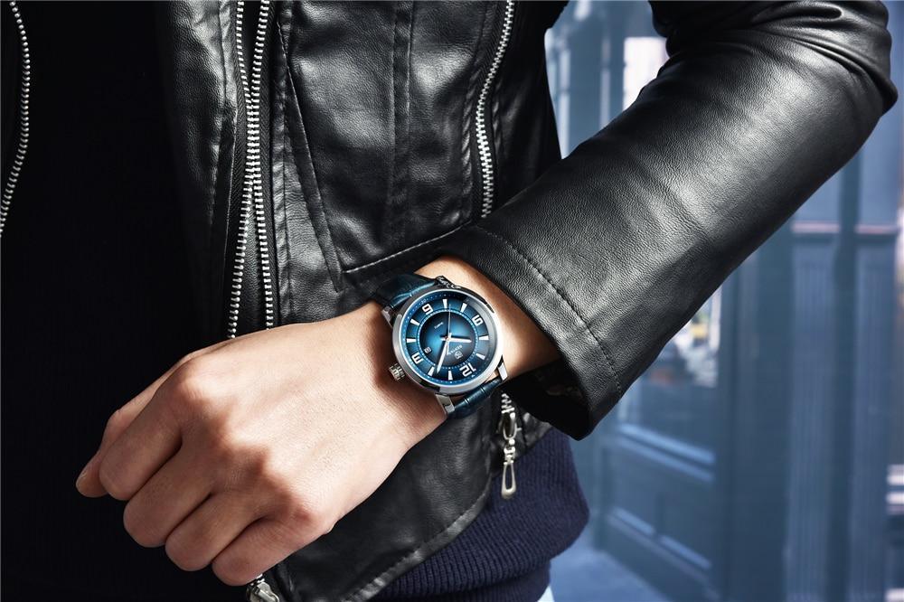 Mens Waterproof Leather Watch