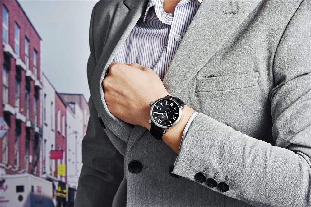 Mens Waterproof Leather Watch