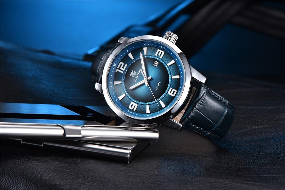 Mens Waterproof Leather Watch