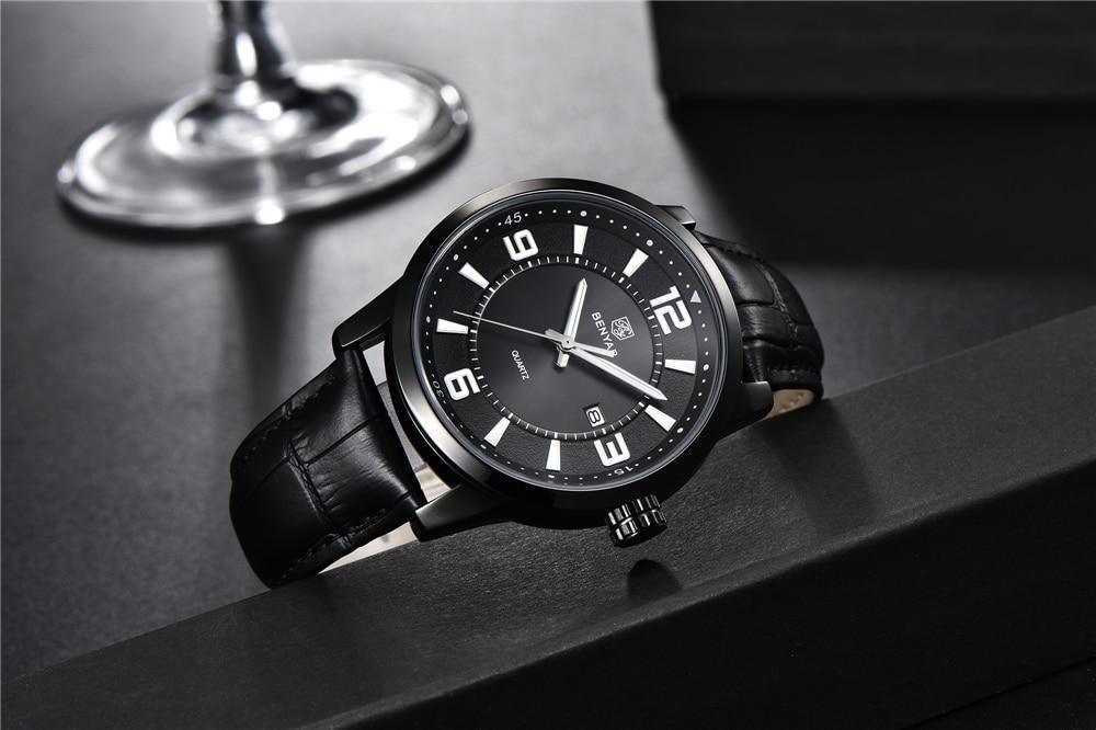 Mens Waterproof Leather Watch