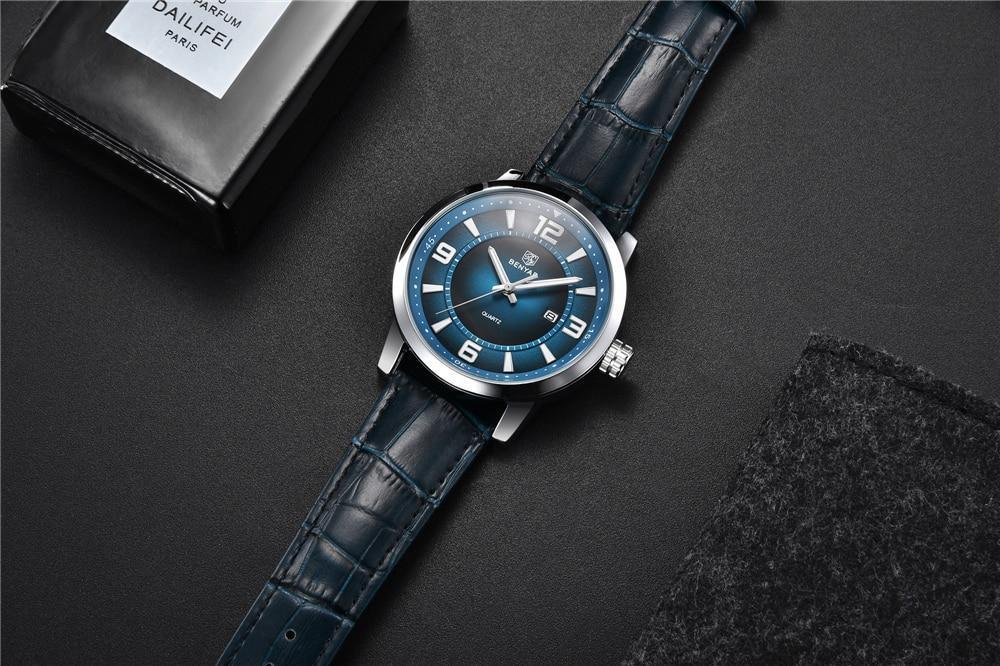 Mens Waterproof Leather Watch
