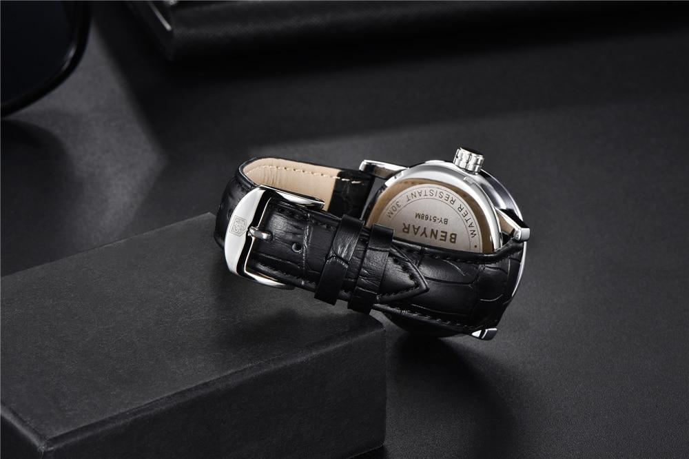 Mens Waterproof Leather Watch