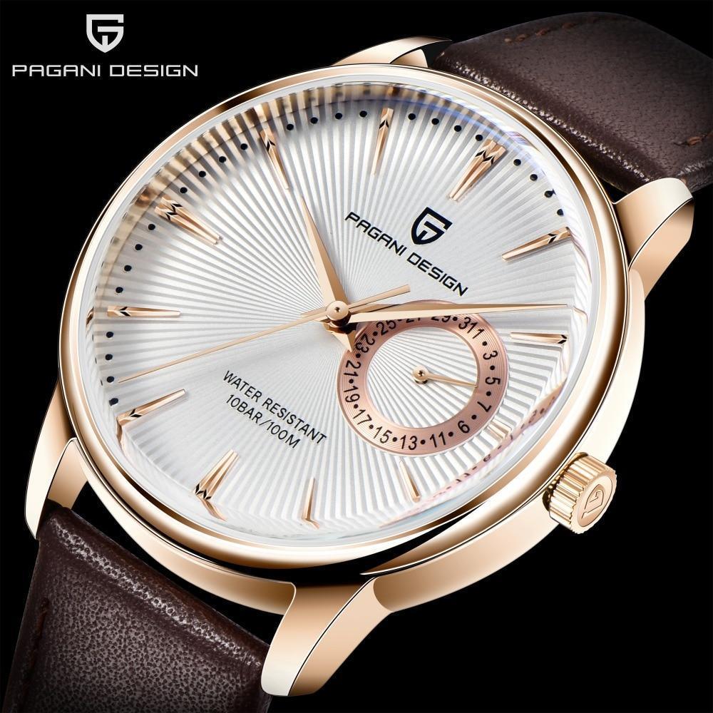 Mens Leather Banded Quartz Watch