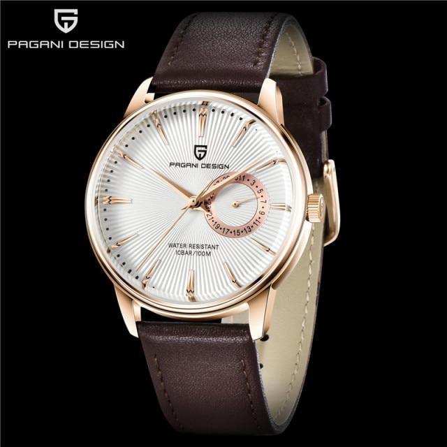 Mens Leather Banded Quartz Watch