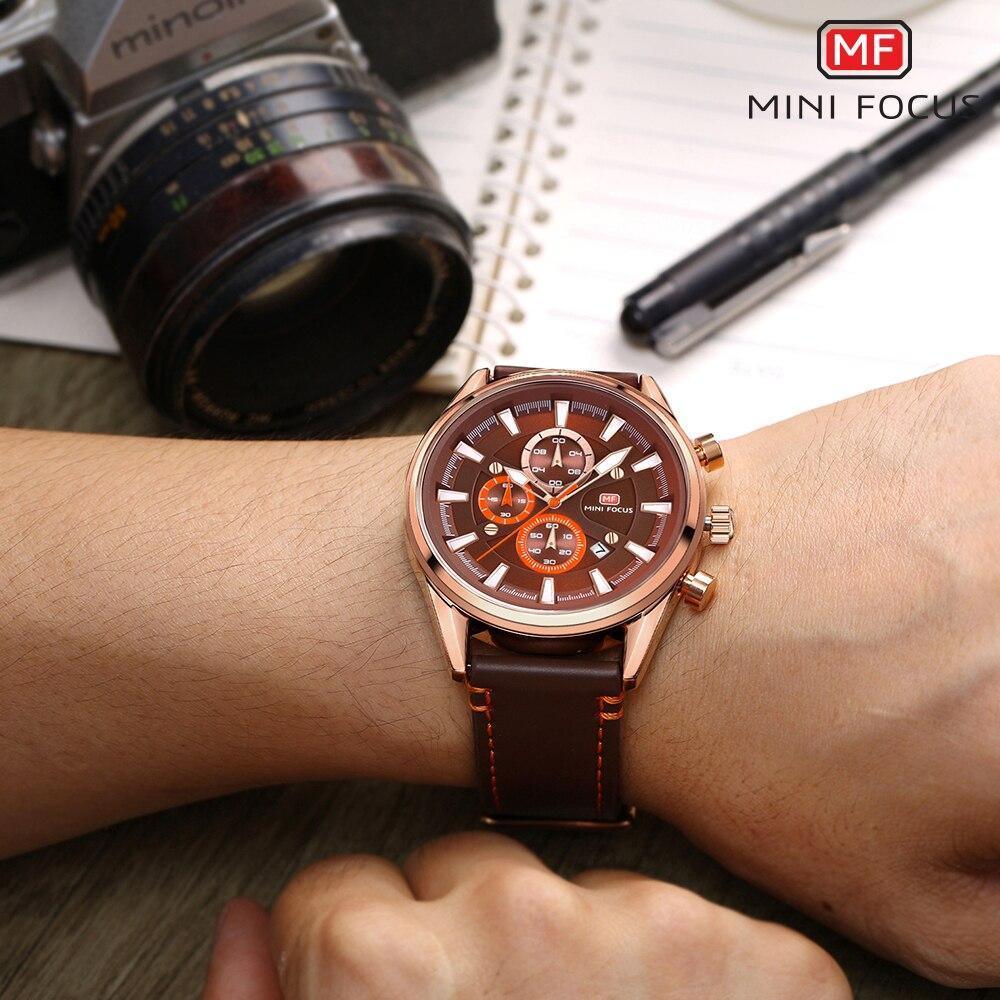 Mens Waterproof Quartz Leather Watch