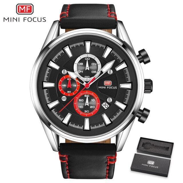 Mens Waterproof Quartz Leather Watch