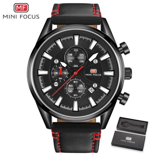 Mens Waterproof Quartz Leather Watch